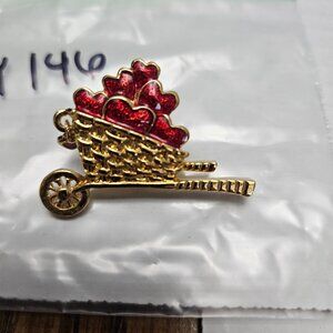 GOLD-TONED AVON "APPLE CART PIN